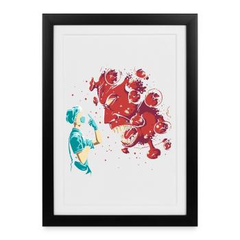Soignant contre les héros du virus Corona - Affiche encadrée (27 × 37 cm) - noir - Devant