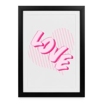 Love Neon Pink Heart Font - Framed poster (27 × 37 cm) - black - Front