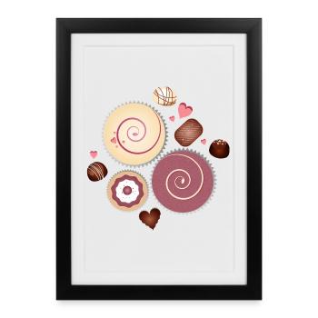 Composition of noble chocolates in delicate colors - Framed poster (27 × 37 cm) - black - Front