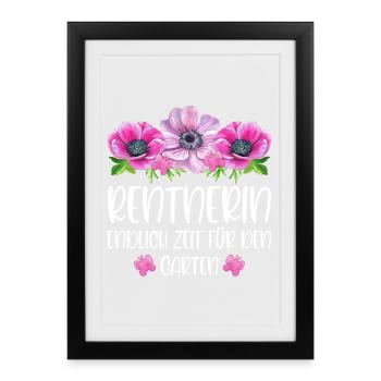Rentnerin Ruhestand Endlich Zeit für den Garten - Gerahmtes Poster (27 × 37 cm) - Schwarz - Vorne