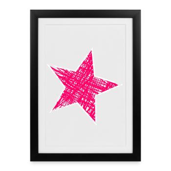 ETOILE. ETOILES. STAR. ETOILES. FÊTE. ANNIVERSAIRE - Affiche encadrée (27 × 37 cm) - noir - Devant