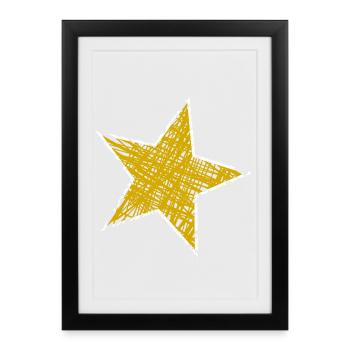 ETOILE. ETOILES. STAR. ETOILES. FÊTE. ANNIVERSAIRE - Affiche encadrée (27 × 37 cm) - noir - Devant