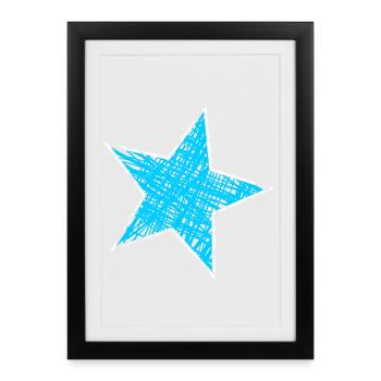ETOILE. ETOILES. STAR. ETOILES. FÊTE. ANNIVERSAIRE - Affiche encadrée (27 × 37 cm) - noir - Devant