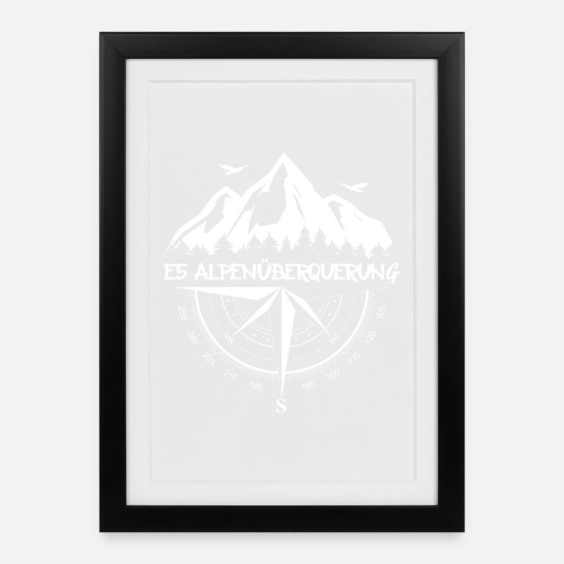 E5 Alpenüberquerung - Gerahmtes Poster (27 × 37 cm) - Schwarz