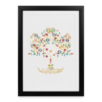imaginative tree in metallic colors - Framed poster (27 × 37 cm) - black - Front