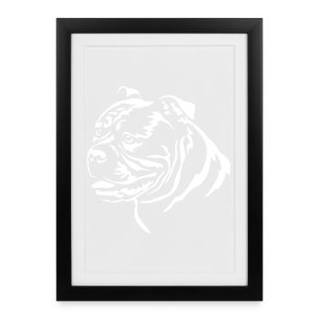 Old English Bulldog Kopf "Black Edition" - Gerahmtes Poster (27 × 37 cm) - Schwarz - Vorne