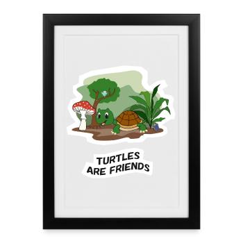 Turtles are Friends - Framed poster (27 × 37 cm) - black - Front