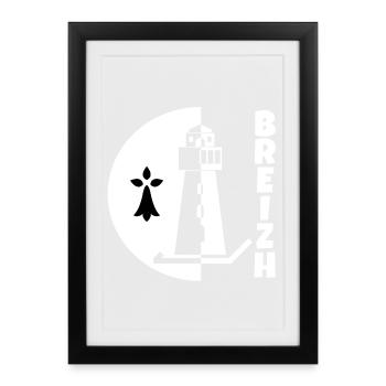 Bretagne, Breizh, celte - Affiche encadrée (27 × 37 cm) - noir - Devant