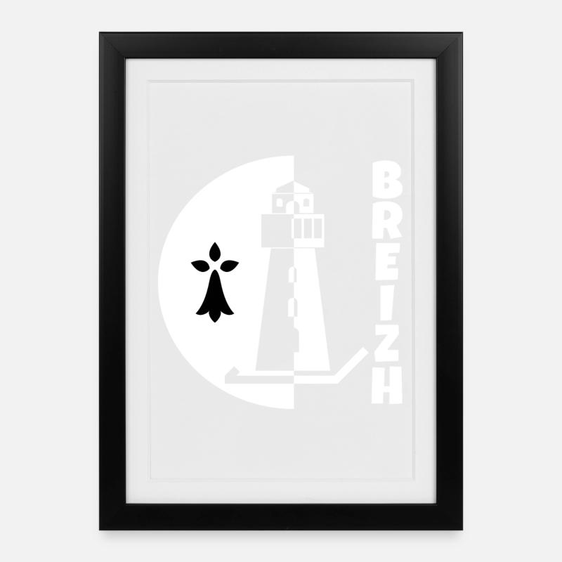 Bretagne, Breizh, celte - Affiche encadrée (27 × 37 cm) - noir