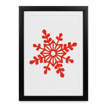 Flocon de neige rouge - Affiche encadrée (27 × 37 cm) - noir - Devant