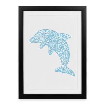 T-shirt dauphin delfin mandala - Affiche encadrée (27 × 37 cm) - noir - Devant