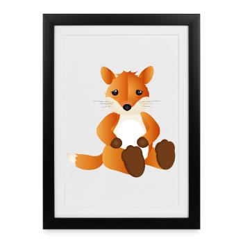 Petit renard sucré comme compagnon animal - Affiche encadrée (27 × 37 cm) - noir - Devant