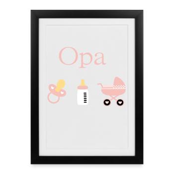 Opa 2026 Geburt Mädchen Vorlage personalisierbar - Gerahmtes Poster (27 × 37 cm) - Schwarz - Vorne