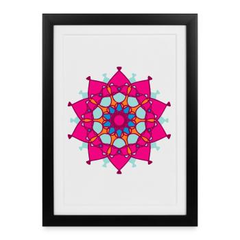 Étoile de Yoga Rose Mandala Mediatation Yogi Décoratif - Affiche encadrée (27 × 37 cm) - noir - Devant