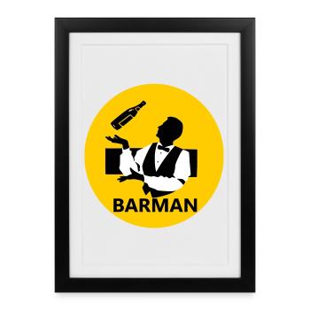 Barman - Affiche encadrée (27 × 37 cm) - noir - Devant