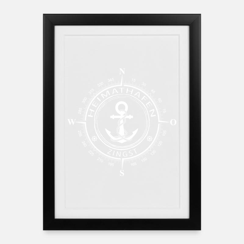 Heimathafen Zingst - Gerahmtes Poster (27 × 37 cm) - Schwarz