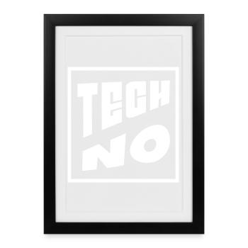 Musique techno art design pour raver, festival EDM - Affiche encadrée (27 × 37 cm) - noir - Devant