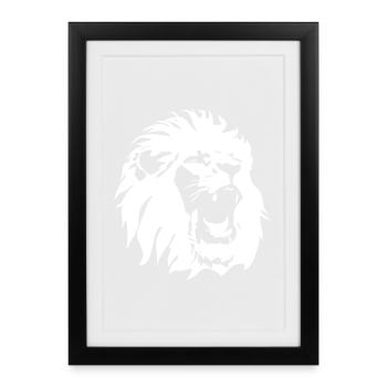 Tête de lion - Affiche encadrée (27 × 37 cm) - noir - Devant