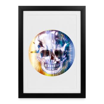 Crâne extravagant dans une couleur chatoyante colorée - Affiche encadrée (27 × 37 cm) - noir - Devant
