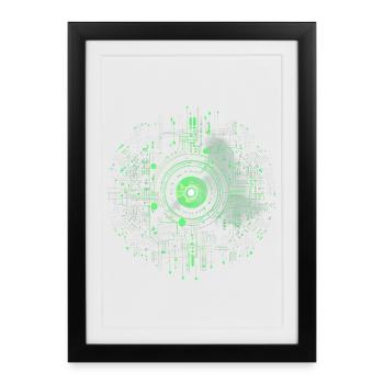 Style matriciel, signes, symboles, cyber, science-fiction, code - Affiche encadrée (27 × 37 cm) - noir - Devant