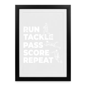 Rugby players schedule - Framed poster (27 × 37 cm) - black - Front