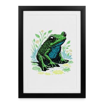 Grenouille Verte - Affiche encadrée (27 × 37 cm) - noir - Devant