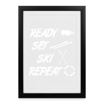 Saying skier - Framed poster (27 × 37 cm) - black - Front