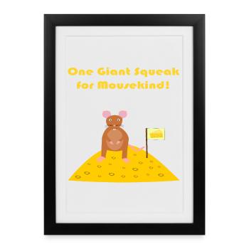 mouse on the moon Funny Sci Fi Fantasy Art - Framed poster (27 × 37 cm) - black - Front