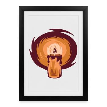 Candle Shine Illustration Symbol Graphic Light - Framed poster (27 × 37 cm) - black - Front