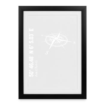 Koordinaten Aachen - Gerahmtes Poster (27 × 37 cm) - Schwarz - Vorne