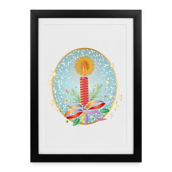 Bougie de Noël rouge pour Noël dans le cadre - Affiche encadrée (27 × 37 cm) - noir - Devant