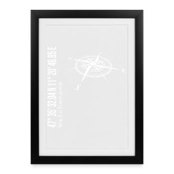 Koordinaten Walchensee - Gerahmtes Poster (27 × 37 cm) - Schwarz - Vorne