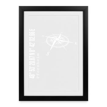 Koordinaten Pforzheim - Gerahmtes Poster (27 × 37 cm) - Schwarz - Vorne