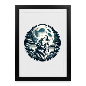 Lupine neighs at the full moon - Framed poster (27 × 37 cm) - black - Front