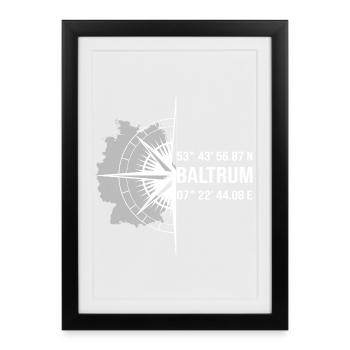 Koordinaten Baltrum - Gerahmtes Poster (27 × 37 cm) - Schwarz - Vorne