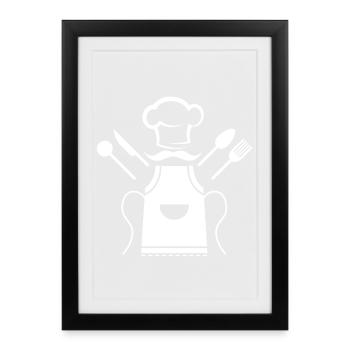 Kochen, kochen, super kochen - Gerahmtes Poster (27 × 37 cm) - Schwarz - Vorne