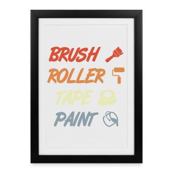 Brush Roller Tape Paint - Framed poster (27 × 37 cm) - black - Front
