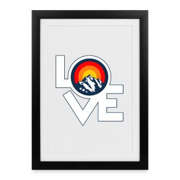 Ich Liebe Berge – J’aime les montagnes Design rétro - Affiche encadrée (27 × 37 cm) - noir - Devant