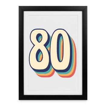 Vintage Retro T-Shirt Number 80 Eighty - Framed poster (27 × 37 cm) - black - Front