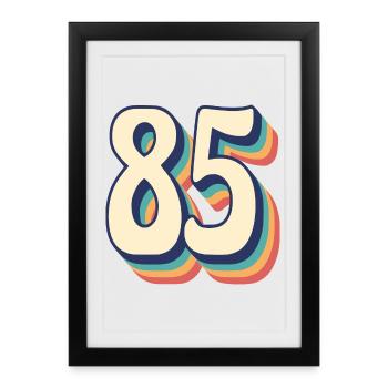 Vintage Retro T-Shirt Number 85 Eighty Five - Framed poster (27 × 37 cm) - black - Front