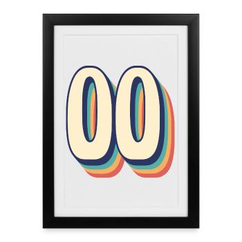 Vintage Retro T Shirt Number 00 Zero Zero - Framed poster (27 × 37 cm) - black - Front