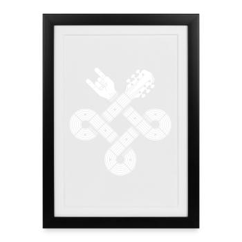 Guitare noeud celtique. Graphique de musique rock et métal - Affiche encadrée (27 × 37 cm) - noir - Devant