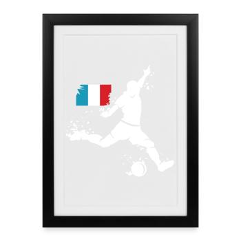 Joueur de football Blast France - Affiche encadrée (27 × 37 cm) - noir - Devant