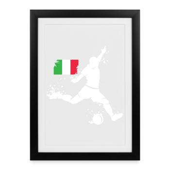 Équipe d’Italie de football Joueur Blast - Affiche encadrée (27 × 37 cm) - noir - Devant