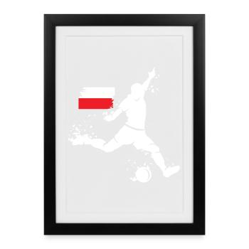 Le joueur de football fait exploser l’icône de la Coupe du monde de l’ en Pologne - Affiche encadrée (27 × 37 cm) - noir - Devant