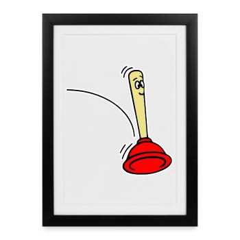 Pömpel Jumping - Gerahmtes Poster (27 × 37 cm) - Schwarz - Vorne