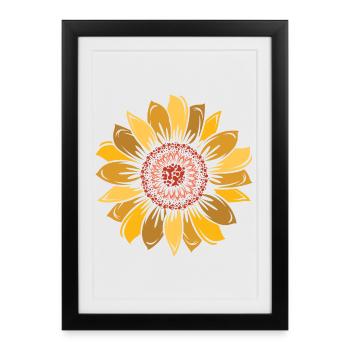 Tournesol, automne, nature, belles couleurs, icône, icône - Affiche encadrée (27 × 37 cm) - noir - Devant