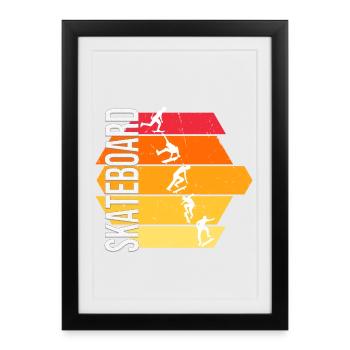 Skateboard - Gerahmtes Poster (27 × 37 cm) - Schwarz - Vorne