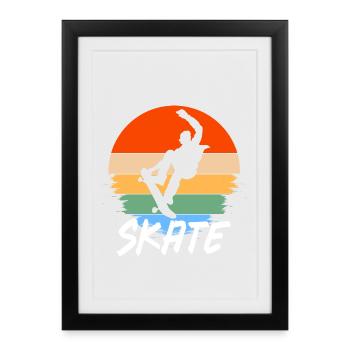 Skateboard - Gerahmtes Poster (27 × 37 cm) - Schwarz - Vorne
