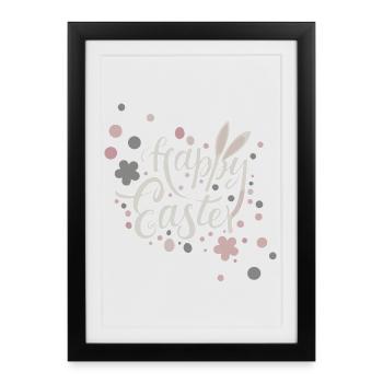 Easter greetings with flowers and pastel colors - Framed poster (27 × 37 cm) - black - Front